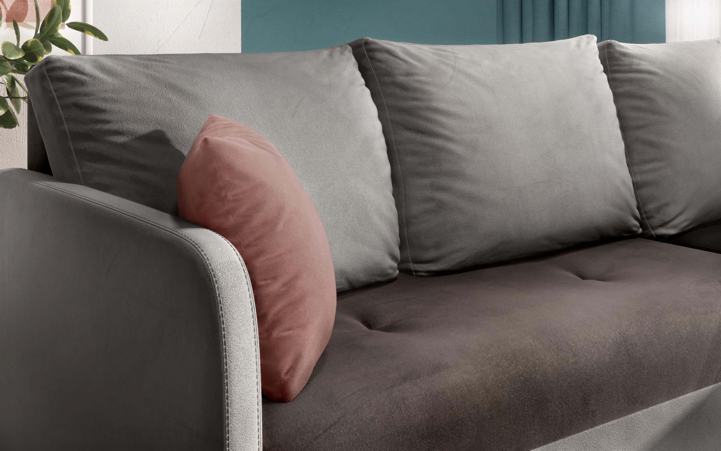 Γωνιακός καναπές Alexa, γραφίτης + γκρι + ροζ  7